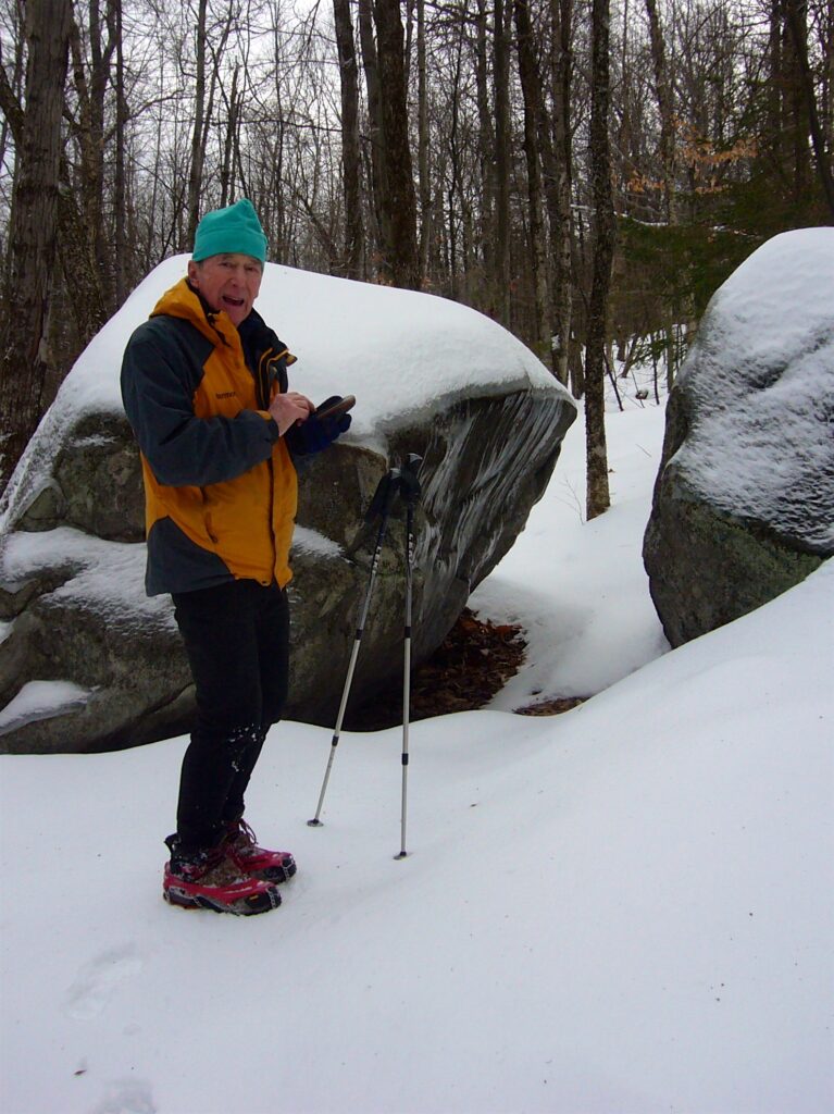 Brian checking GPS distances on SRK trail #14 in Newbury